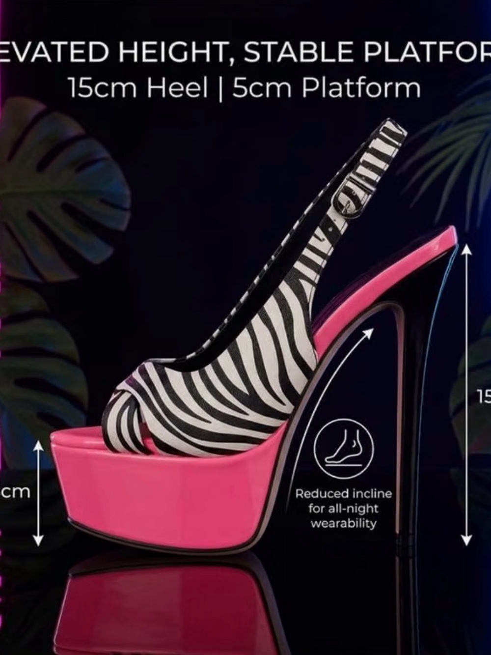 Zebra Print Pink Slingback Stiletto Heels